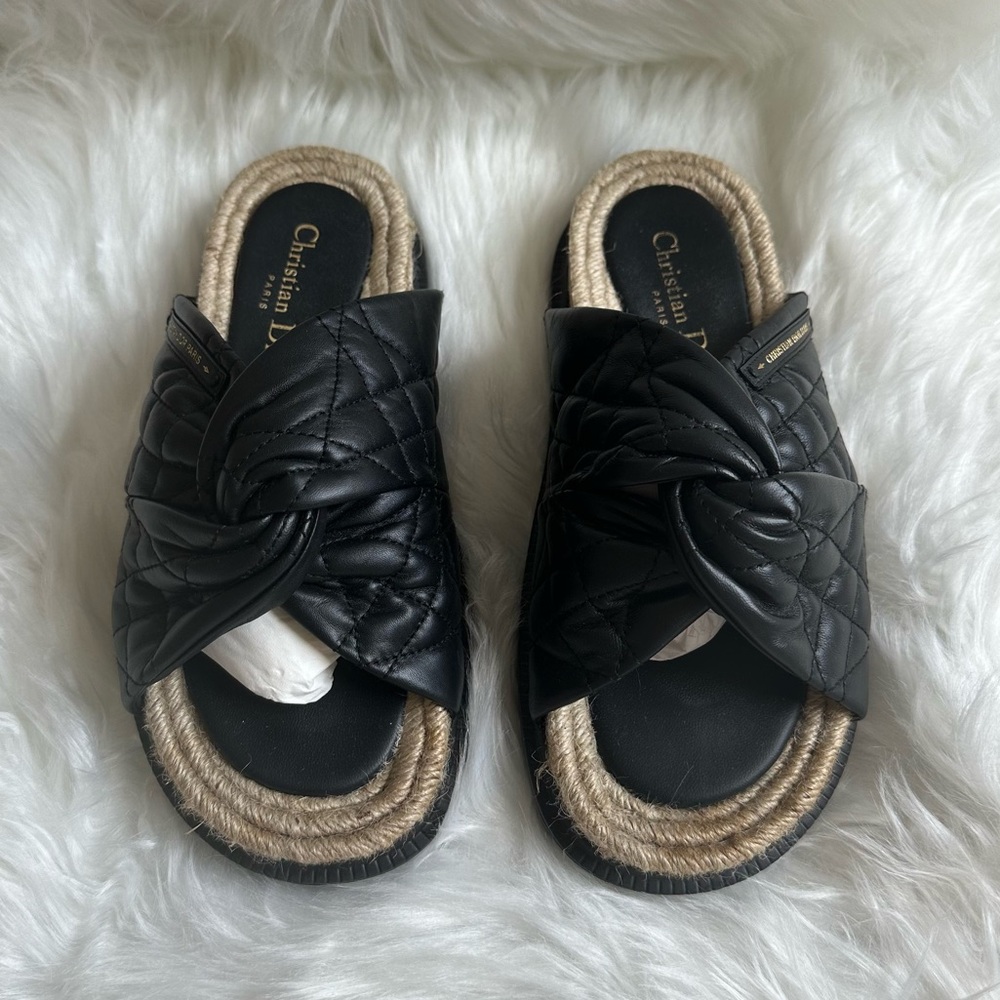 NIB Christian Dior Cannage D Twist Slide Sandals